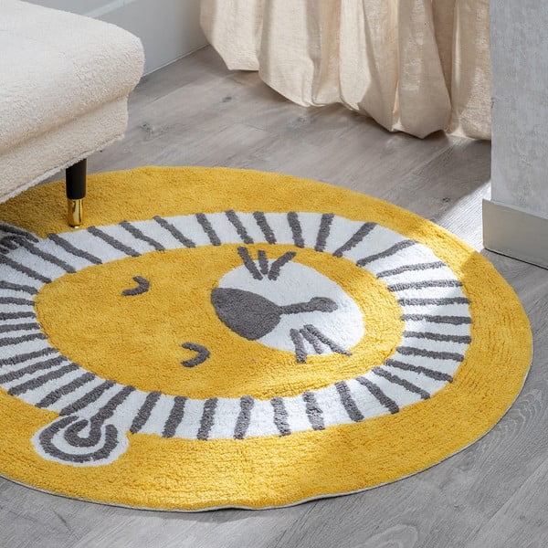 Oker žuti pamučni dječji tepih ø 100 cm Lion – Ixia-image-1