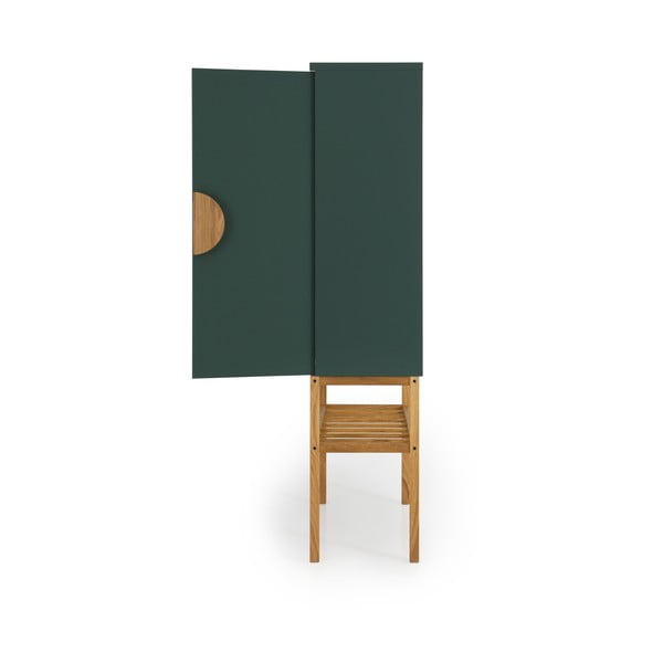 Zelena komoda s nogama od hrastovog drva Tenzo, visina 162 cm-image-4