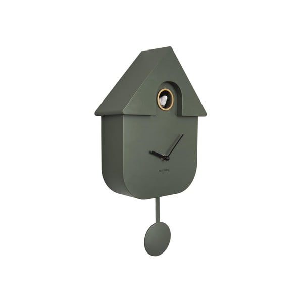 Zeleni zidni sat s klatnom Karlsson Modern Cuckoo, 21,5 x 41,5 cm-image-2