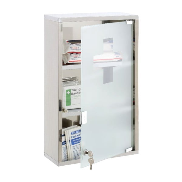 Plastični zidni ormarić za prvu pomoć u srebrnoj boji 30x51 cm – Premier Housewares-image-1