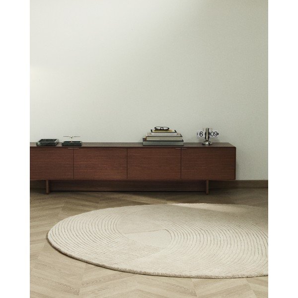 Krem ručno rađen vunen okrugao tepih ø 200 cm Domm – Kave Home-image-1