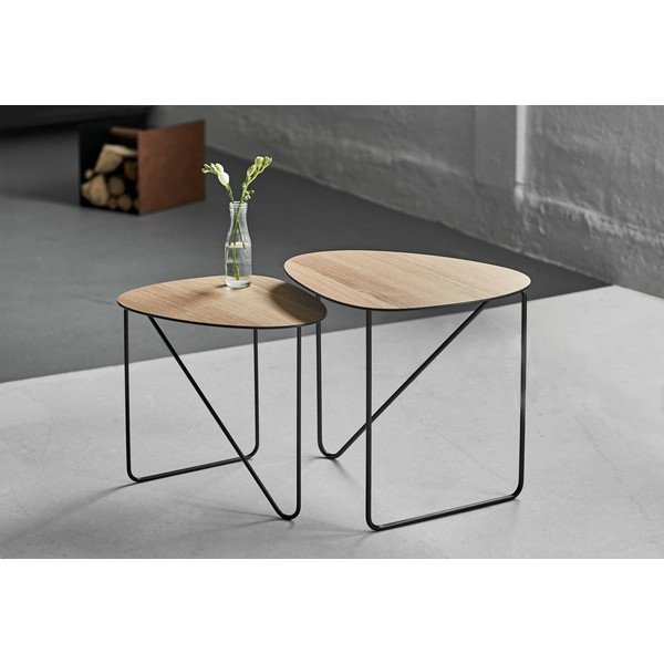 Metalni stolić za kavu u prirodnoj boji 37x44 cm Curve M Wood – LIND DNA-image-1