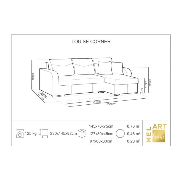Bež kutni kauč na razvlačenje s prostorom za odlaganje Melart Louise, lijevi kut-image-2
