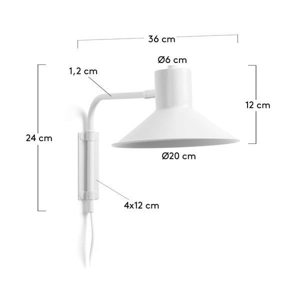 Bijela zidna lampa Aria – Kave Home-image-2