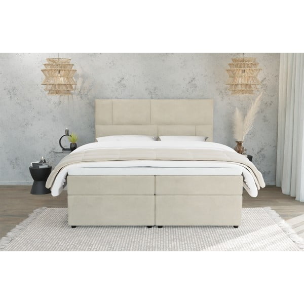 Bež boxspring krevet s prostorom za pohranu 180x200 cm Lola – Ropez-image-3