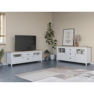 Bijela niska komoda od masivnog bora 180x80 cm Misti – Marckeric