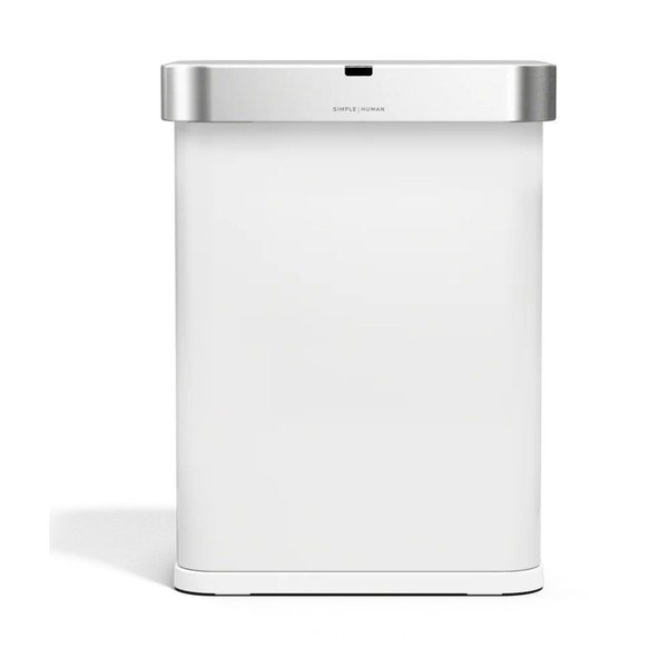 Mat bijela beskontaktna željezna kanta za smeće 58 l Sensor – simplehuman