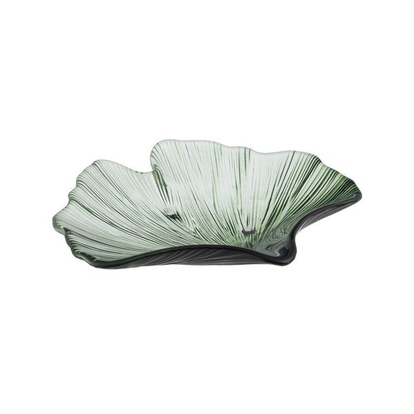 Stakleni ukrasni pladanj 16x17 cm Gingko – Ixia