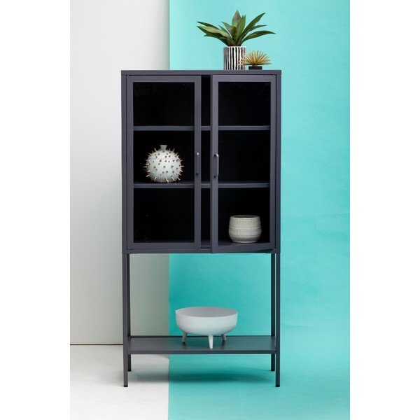 Siva željezna vitrina 75x150x35 cm Acier – Premier Housewares-image-4