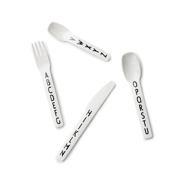 4-dijelni set bijelog dječjeg pribora za jelo Design Letters-image-2