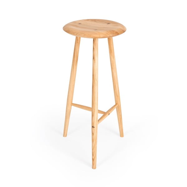 Barska stolica od punog hrasta u prirodnoj boji (visine sjedala 75 cm) Blanc – Gazzda-image-4