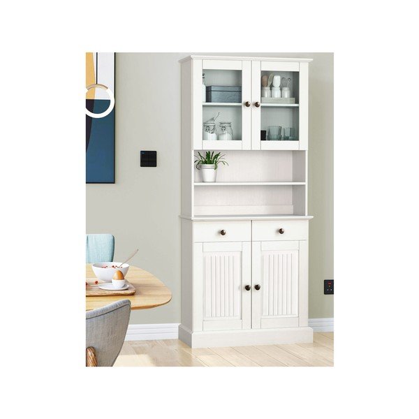 Bijela vitrina od masivnog bora 181x34 cm Mille – Støraa-image-1