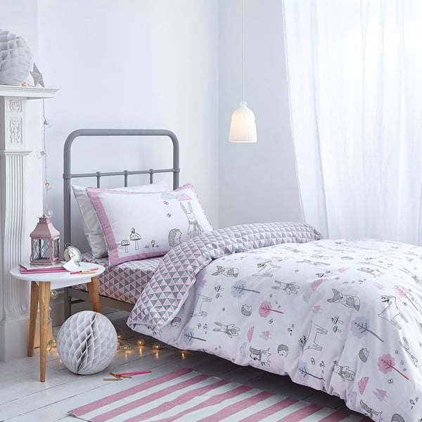 Sivo-ružičasta posteljina Bianca Nordic Cotton, 135 x 200 cm