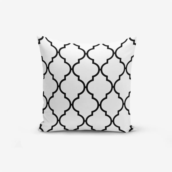 Crno-bijela jastučnica s primjesom pamuka Minimalist Cushion Covers Black White Ogea, 45 x 45 cm