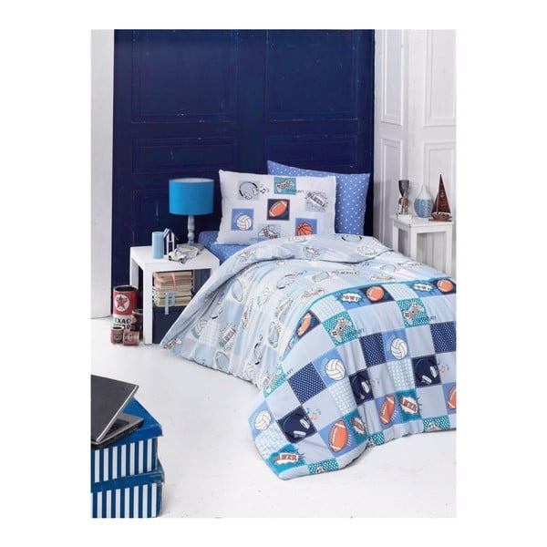 Pamučna posteljina s plahtama za krevet za jednu osobu Play, 160 x 220 cm