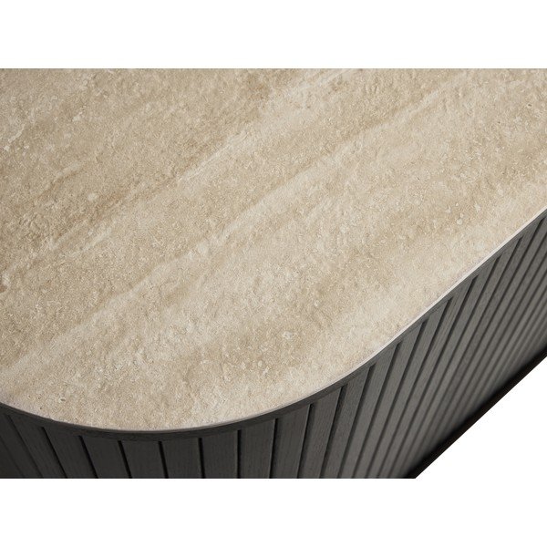 Komoda s keramičkom daskom s kliznim vratima u tamnoj prirodnoj boji 165x76x45 cm Enna – Unique Furniture-image-4