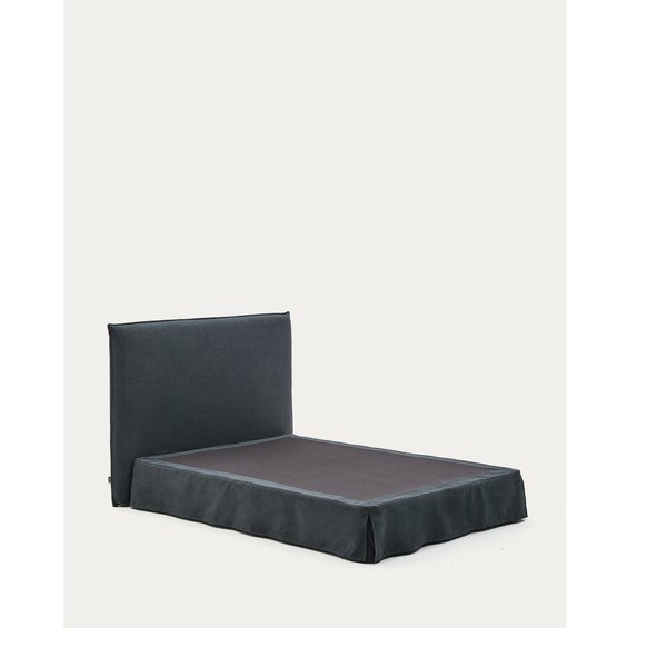 Antracitno sivi tapecirani bračni krevet 160x200 cm Jaira – Kave Home-image-3