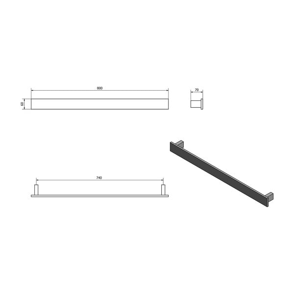 Mat crni zidni držač za ručnike Patron – Sapho-image-3