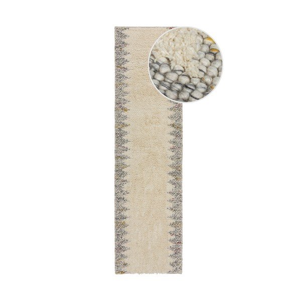 Siva/krem ručno rađena staza od mješavine vune 60x230 cm Minerals Border – Flair Rugs