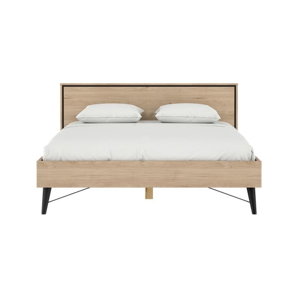 Bračni krevet u dekoru hrasta s podnicom 160x200 cm u prirodnoj boji Ry – Tvilum-image-4