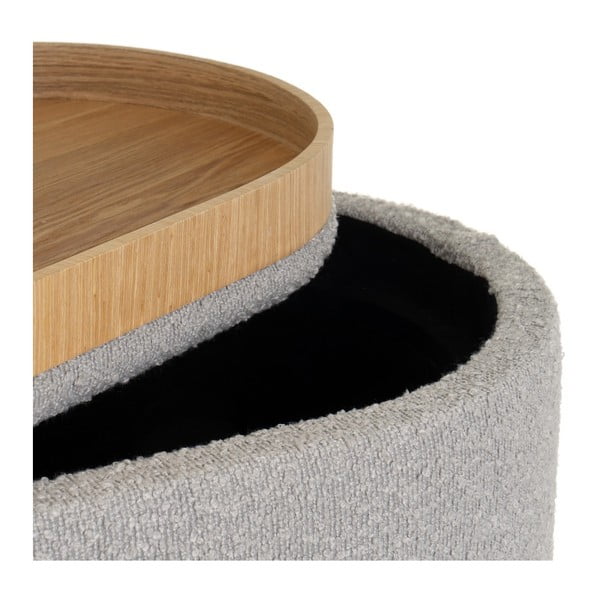 Svijetlo sivi tabure od bouclé tkanine – Casa Selección-image-1