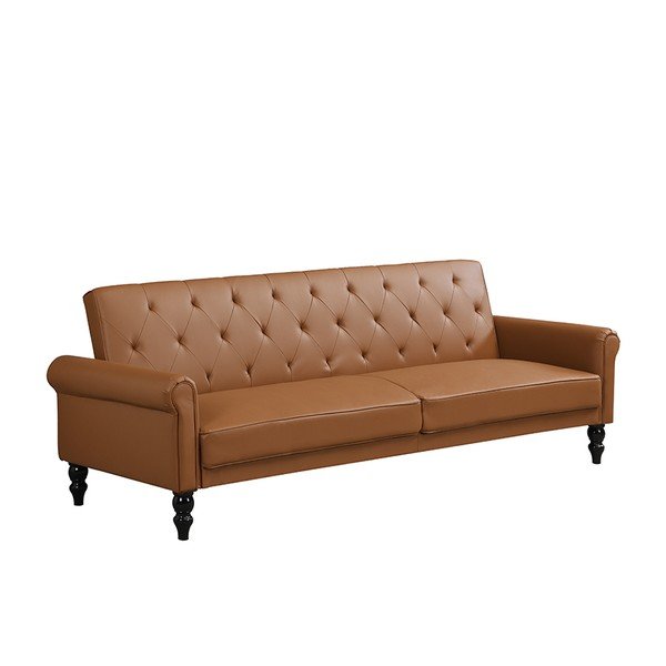 Konjak smeđa podesiva/sklopiva sofa od imitacije kože 222 cm Tyne – Støraa-image-2