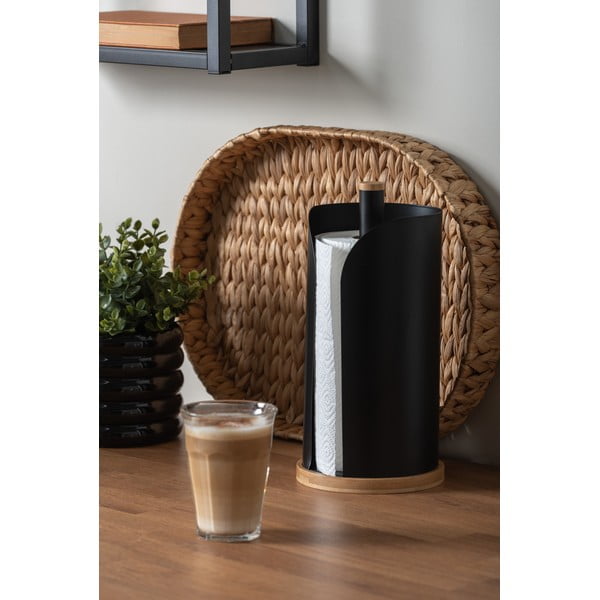 Crni držač kuhinjskih ručnika od bambusa ø 15,5 cm   Bamboo Accent – PT LIVING-image-1