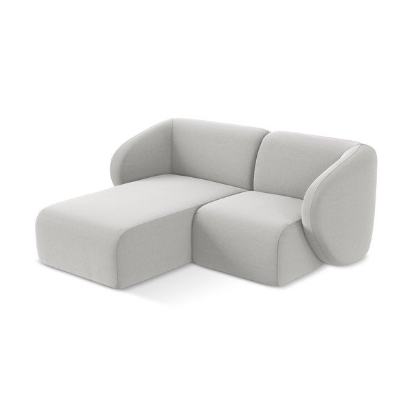 Svijetlo siva baršunasti kutna garnitura (s lijevim kutom/s ležaljkom) Lani – Makamii-image-2