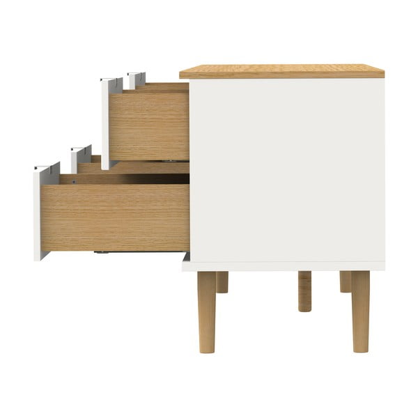 Bijela/u prirodnoj boji TV komoda u dekoru hrasta 162x61 cm Skagen – Tenzo-image-4