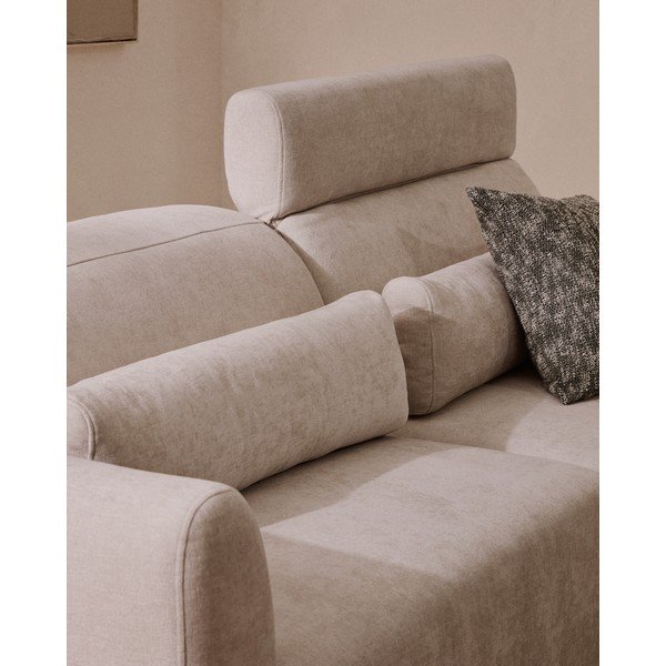 Bež podesiva/sklopiva sofa od šenila s ležaljkom 290 cm Lares – Kave Home-image-1