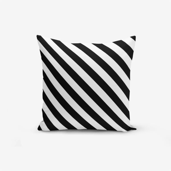 Crno-bijela jastučnica s primjesom pamuka Minimalist Cushion Covers Black White Seriti, 45 x 45 cm