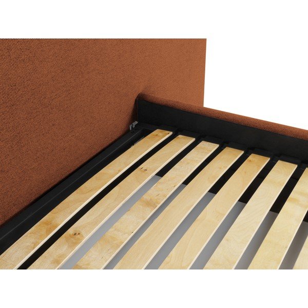 Ciglasti tapecirani bračni krevet s prostorom za pohranu s podnicom 140x200 cm Walter – Milo Casa-image-4