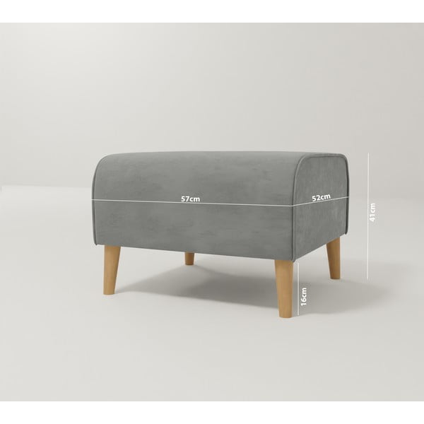 Svijetlo sivi baršunast tabure Carole – Ropez-image-3