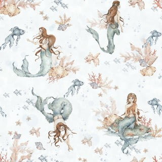 Dječja tapeta 100x280 cm Mermaids in Waves - Dekornik