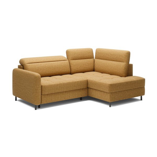 Žuta  baršunasti sklopiva/s prostorom za odlaganje kutna garnitura (s desnim kutom/u obliku slova L) Barea – ELTAP-image-2