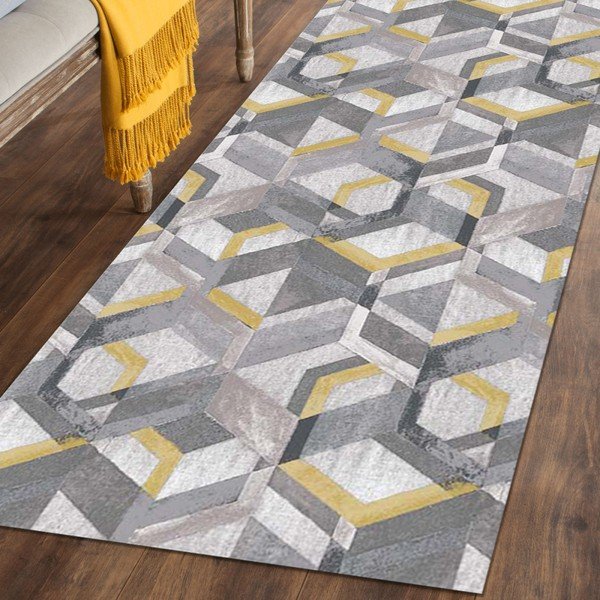 Žuto-sivi gazište Floorita Retro, 60 x 190 cm-image-1
