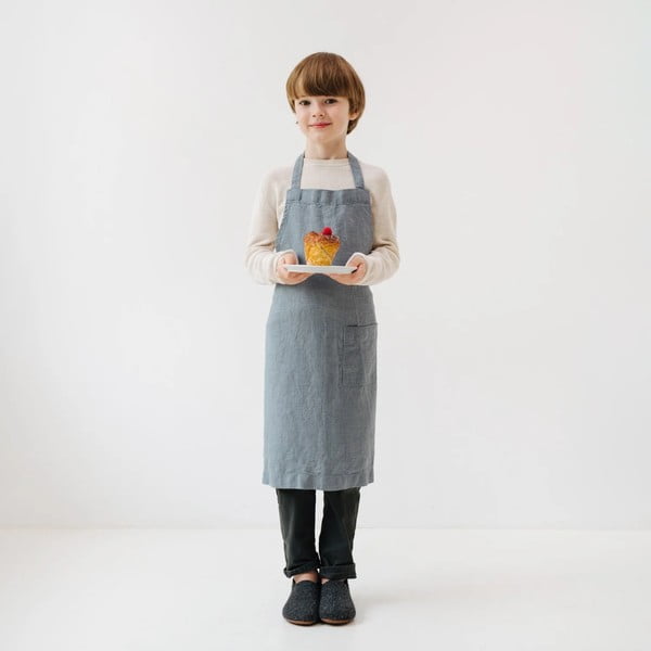 Dječja plava lanena pregača Linen Tales Regular, 67 x 57 cm-image-1