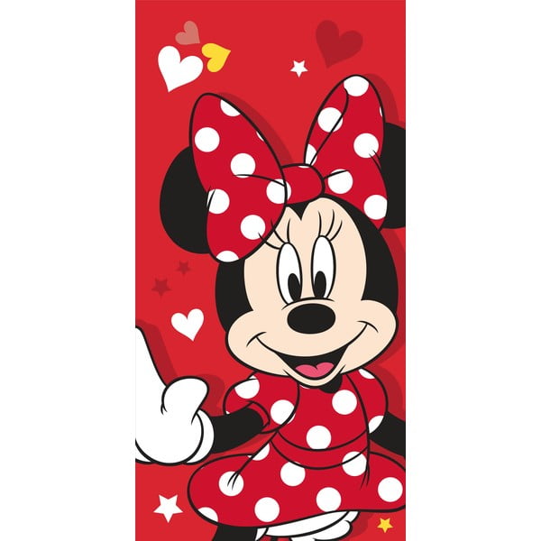 Crveni pamučan dječji ručnik 70x140 cm Minnie "Red heart" – Jerry Fabrics