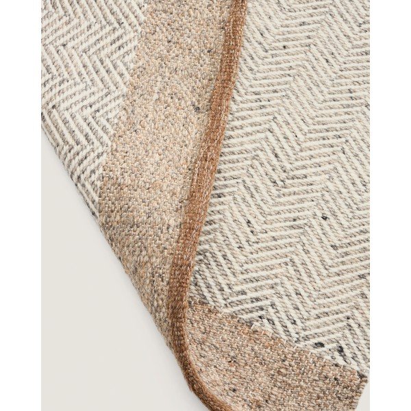 Bež obostrana/ručno rađena vunena staza 80x200 cm Nifelia – Kave Home-image-4