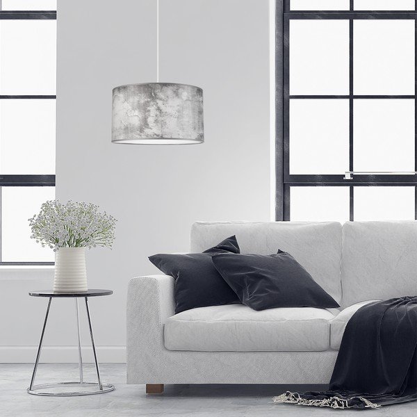Siva viseća svjetiljka s tekstilnim sjenilom ø 35 cm Print – LAMKUR-image-1