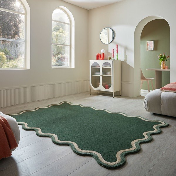 Tamno zeleni ručno rađen tepih od mješavine vune 120x170 cm Rivo Wool – Flair Rugs-image-1