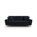 Tamno plava baršunasti sklopiva/s prostorom za odlaganje sofa 235 cm Kyoto – Cosmopolitan Design