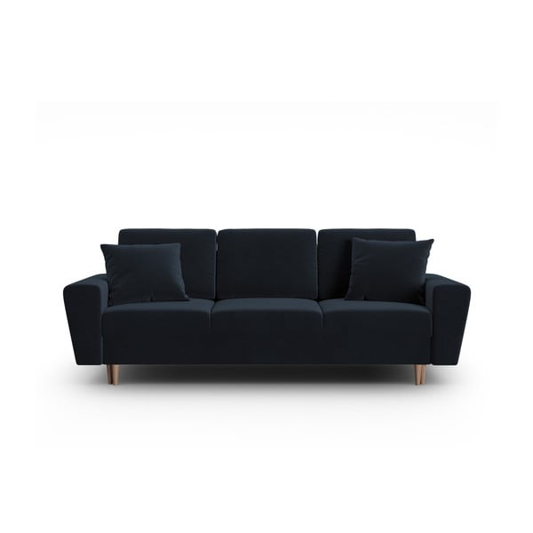Tamno plava baršunasti sklopiva/s prostorom za odlaganje sofa 235 cm Kyoto – Cosmopolitan Design
