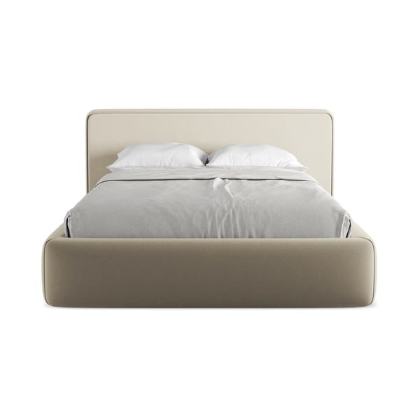 Bež tapecirani bračni krevet s prostorom za odlaganje s podnicom 140x200 cm Kiana – Makamii-image-4