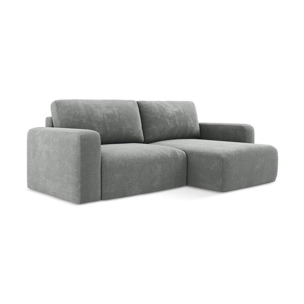 Siva sklopiva/s prostorom za odlaganje kutna garnitura od šenila (s desnim kutom/s ležaljkom) Kona – Makamii-image-2