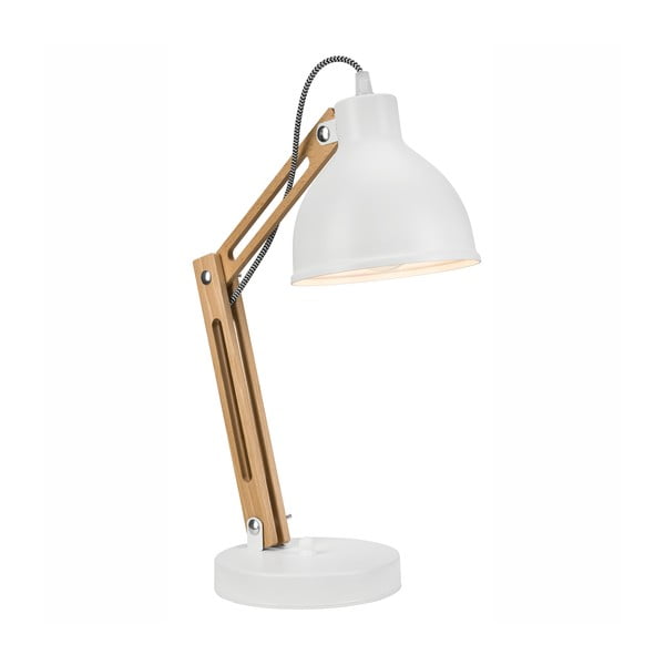 Bijela/smeđa stolna lampa s metalnim sjenilom (visina 44 cm) Marcello – LAMKUR