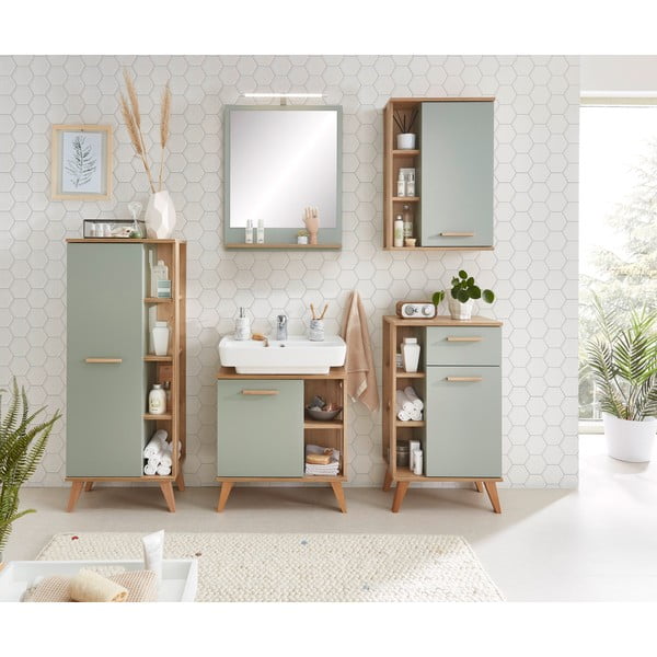 Zeleni viseći kupaonski ormarić u dekoru hrasta 51x75 cm Set 963 - Pelipal-image-1