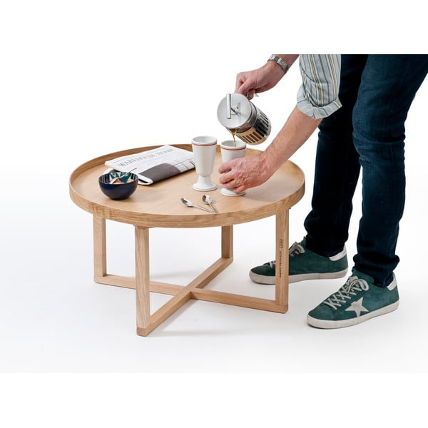 Okrugli stolić od hrastovog drveta Wireworks Round, promjera 66 cm-image-1