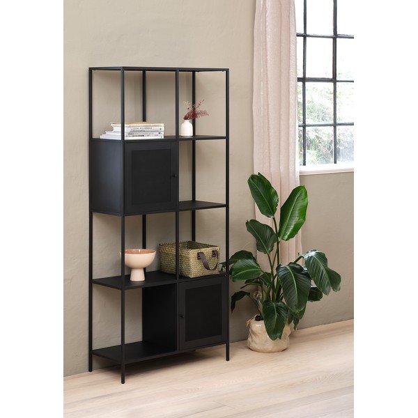 Crna metalna polica za knjige 80x180 cm Malibu - Unique Furniture-image-1