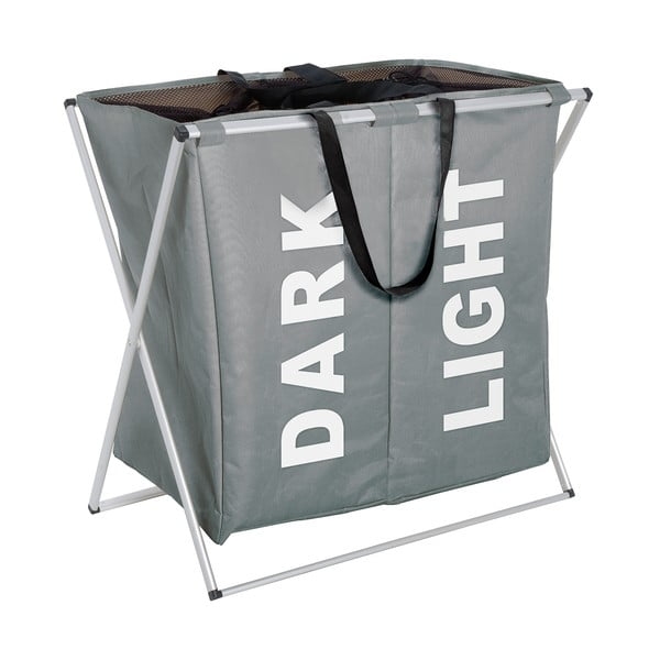 Siva korpa za veš s 2 odjeljka Wenkoo Duo, 120 l